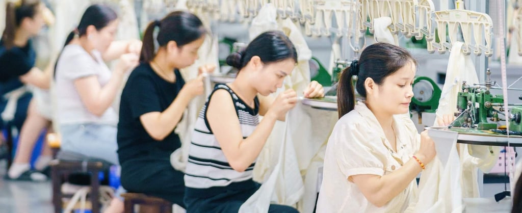 Women working in sowing factory desktop image